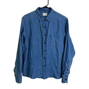 Simon Miller Mens Denim Shirt Size 1 Small Blue Long Sleeve Button Up Casual USA